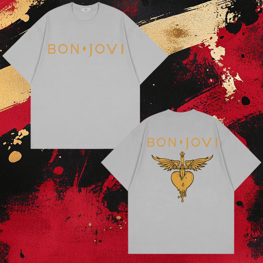 New in Bon Jovi Tour 2026 Album Forever Poster Print T shirt Unisex Oversized Cotton black short sleeve Tshirts Unisex WOMEN Tops