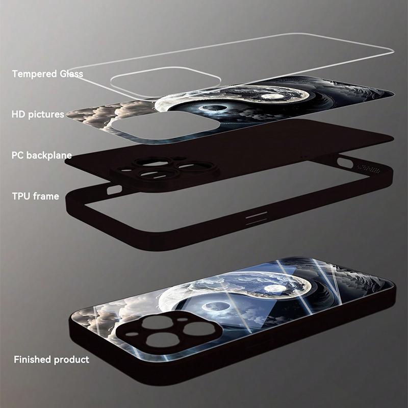 Закаленное стекло для телефона с рисунком Багуа Инь-Ян для iPhone 17 Pro Max 16 15 14 13 12 11 17Air 16E 7 Plus XR XS Чехол