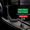 66W 5A Fast Charging Type C Cable Spring Telescopic USB C Data Cable Car Phone Charger Cable for Samsung Xiaomi Huawei