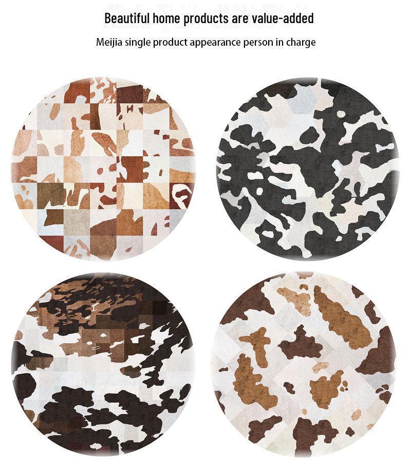 Faux Animal Skin Cowhide Zebra Leopard Print Round Floor Mat