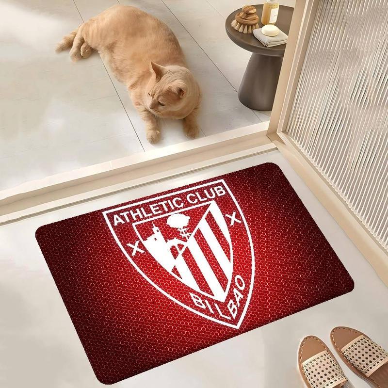 Athletic Club Bilbao Rectangular Doormat Red White Stripes Football Logo Non Slip Floor Mat Soccer Fan Entrance Home Decor