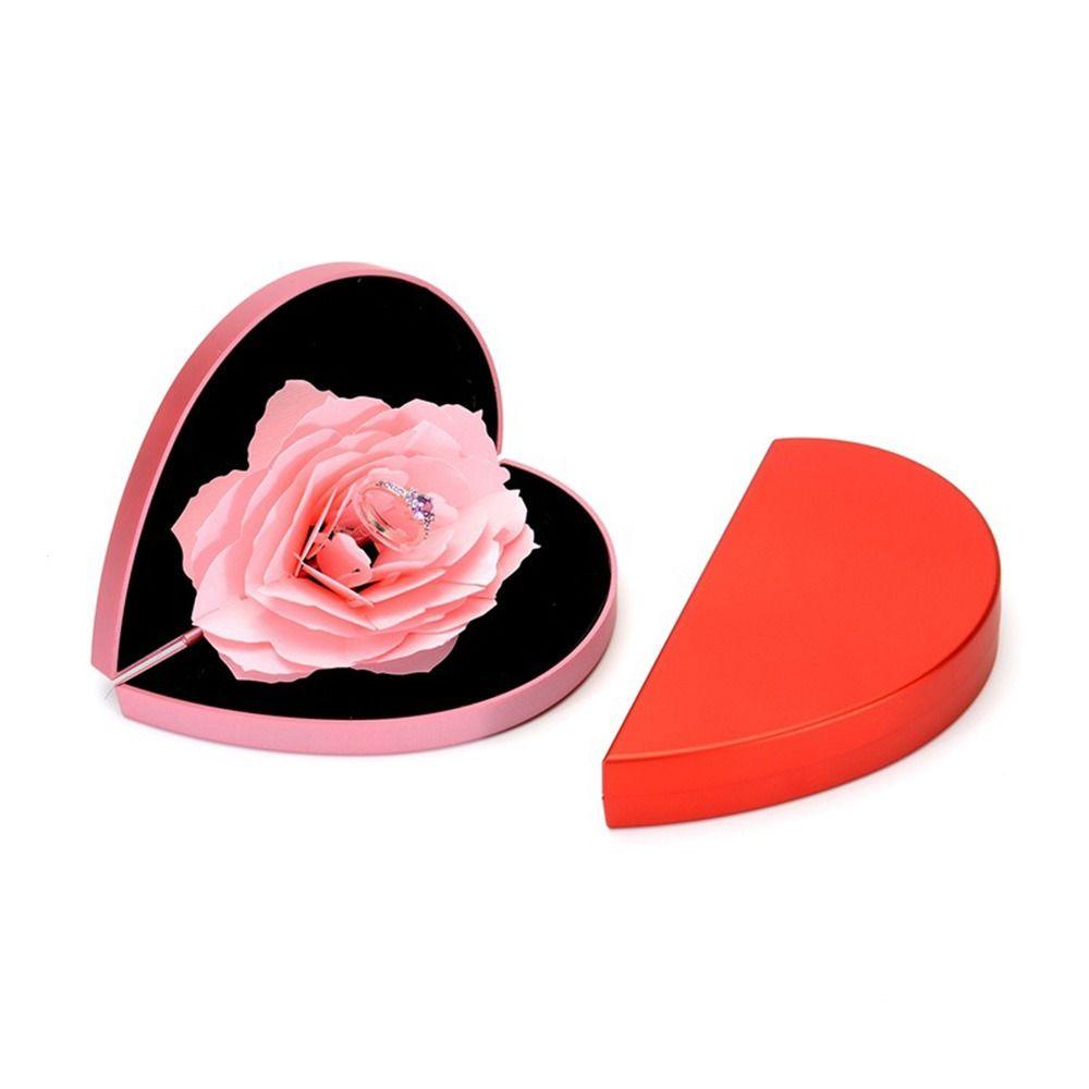 Creativity Jewelry Box Specially Designed Rose Flower Ring Box Ring Box 3d Heart Shape Rotating