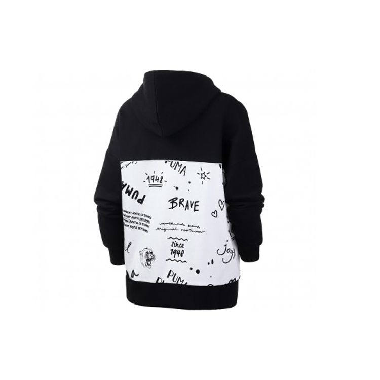 Puma Classics Aop Logo Hoodie With Drawstring Женская толстовка с капюшоном Черный 595910-52