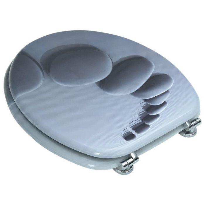 VidaXL Toilet Seat with Lid MDF Stones