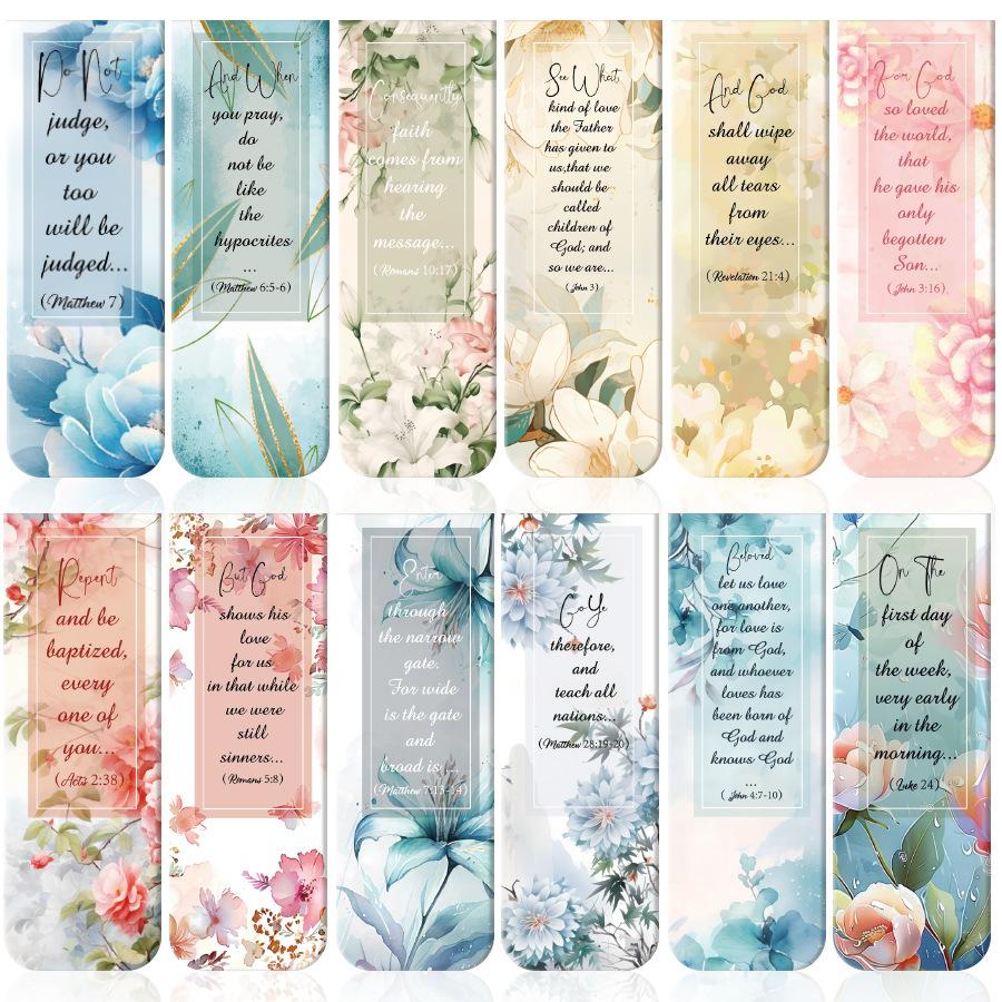 12 Pcs Style Magnetic Bookmarks with Various Patterns Magnetic Reading Bookmarks Page Clipping Marker