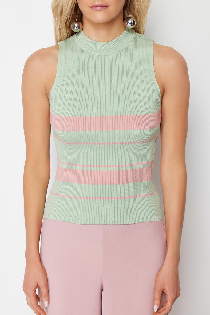 Women's Fashion New Blouse Mint Crew Neck Knitwear Knitwear Blouse