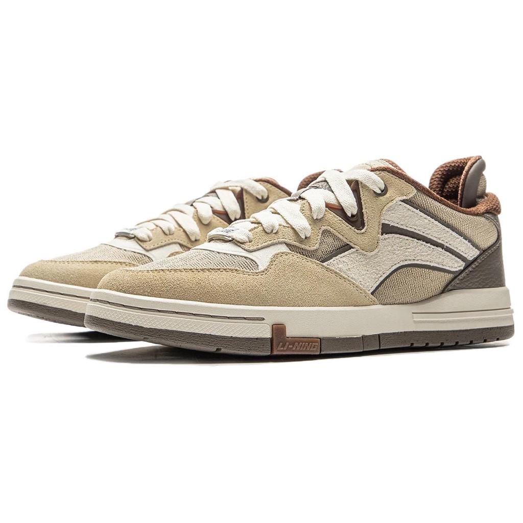 Li Ning Weiw Pro Trendy Versatile Durable Low-Top Skate Shoes Unisex Sneaker Khaki Palm-Brown Rice-Paper-White AECV007-4