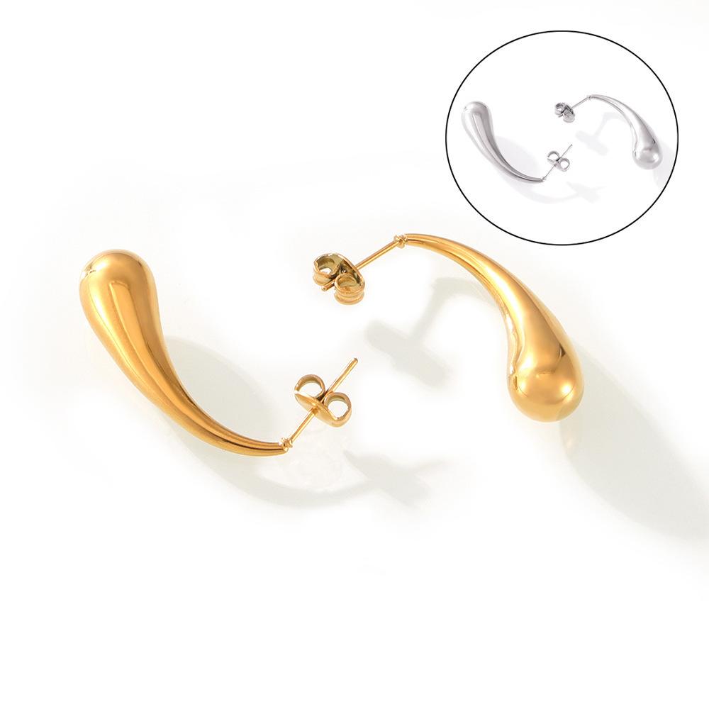 New Titanium Steel Simple Long Water Drop Earrings Fashionable Versatile Stud Earrings Personalized Earrings