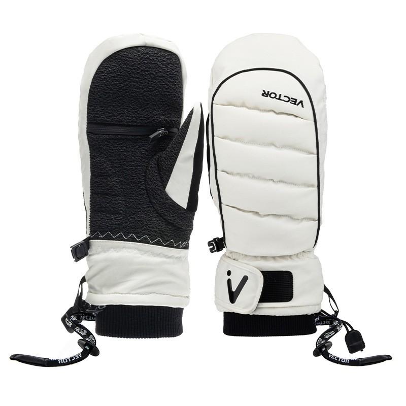 Kids Ski Gloves Half-Finger Detachable Design Waterproof Windproof Thermal Lined Mittens Children Ages 10-15