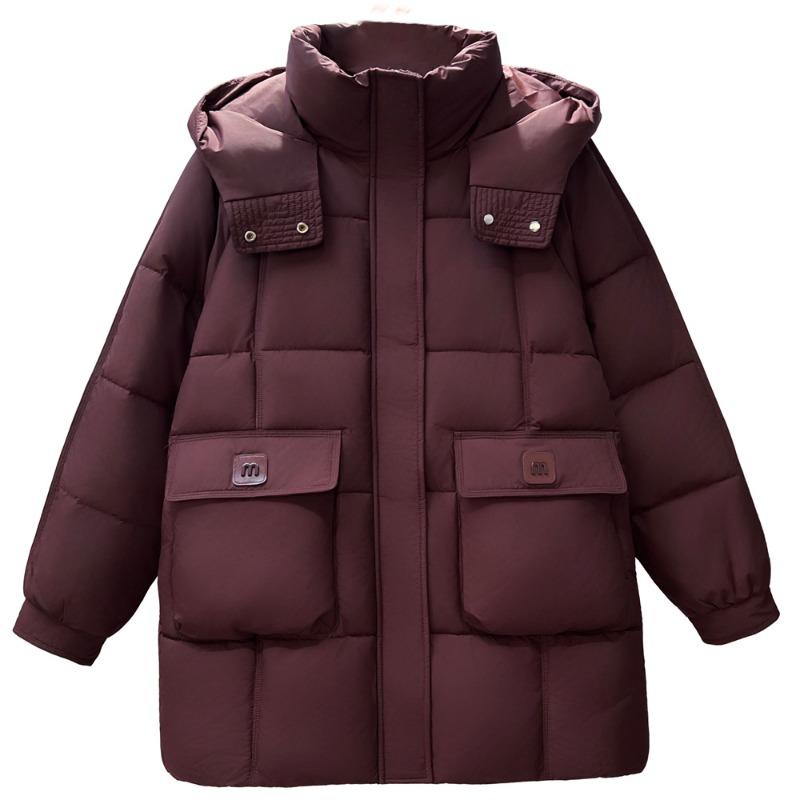 Winter New Down Cotton-padded Clothes Women's Medium and Long Thickened Cotton-padded Clothes Fashion Loose Hooded Warm Cotton-padded Jacket