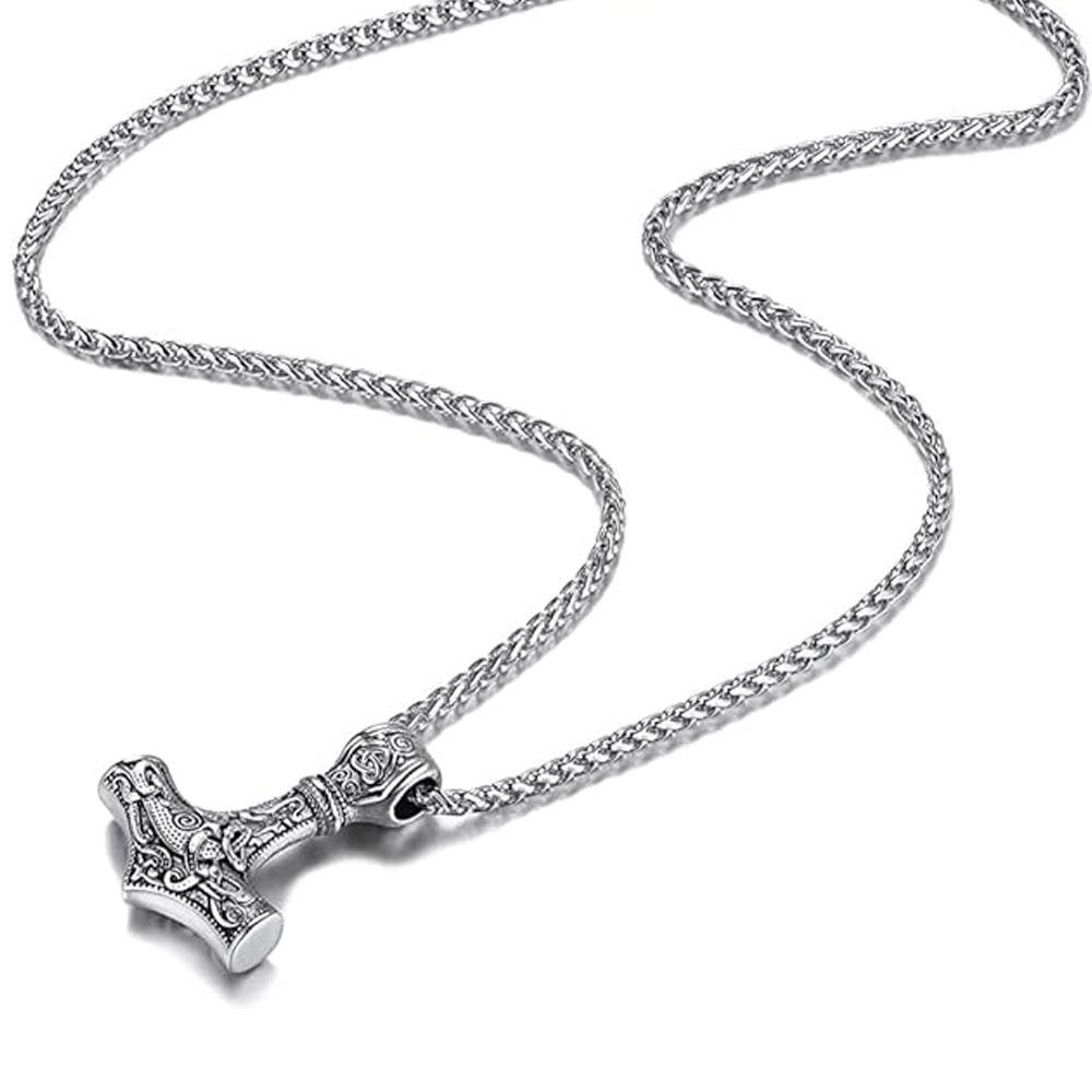 Винтажное ожерелье из нержавеющей стали с молотом Тора, скандинавское ожерелье с подвеской в виде викингов, скандинавский норвежский мужской амулет в стиле хип-хоп, ювелирные изделия в подарок