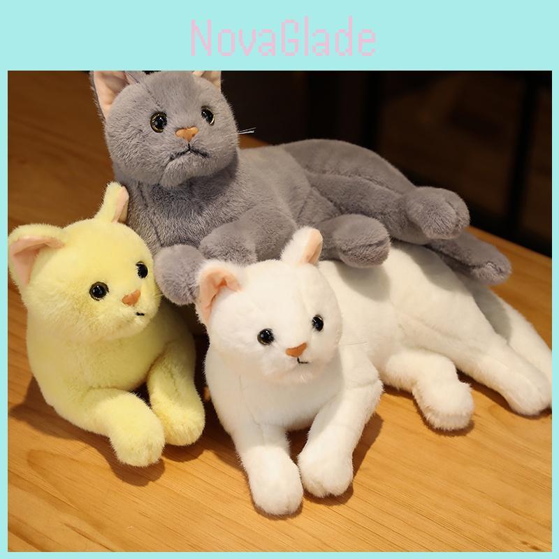 Soft And Cuddly 31cm Grey White Yellow And Three-color Short Plush Cat Doll For Kids' Animal Toy Collection