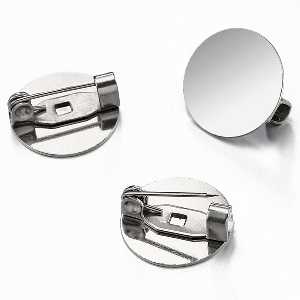 10pcs Stainless Steel Brooch Base Round Blank Flat Tray Cameo Settings Charms for Jewelry Making DIY Findings