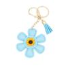 Charm Sunflower Keychain Tassels Flower Bag Pendant Car Keyring PU Leather Key Ring  Men