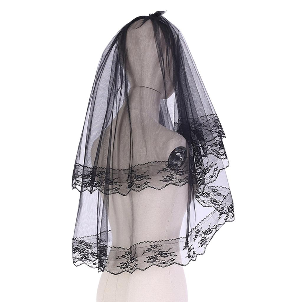 Bridal Veil Bachelorette Party Decorations Bride To Be Gift Bridal Shower Wedding Black Double /Single Layer Floral Lace