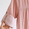 Spring and Autumn New Women's Long Skirt 100%cotton Gauze Plaid Nightdress Long-sleeved Home Skirt Simple V-neck Skirt Nightgown