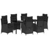 Garden Dining Set with Cushions 7 pcs Black Poly Rattan