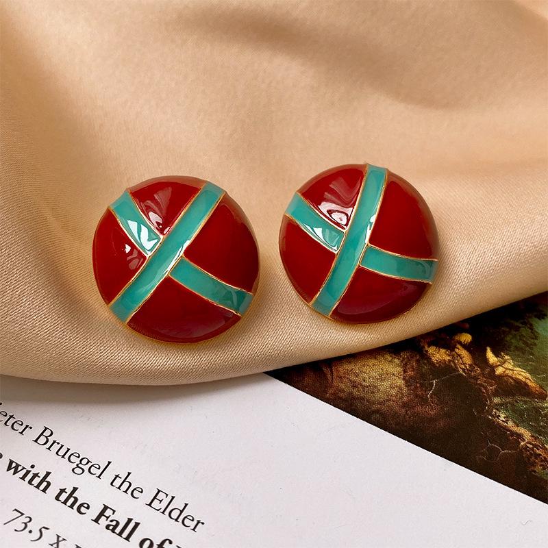 Серебряная Игла Винтажные Геометрические Серьги-Гвоздики в Стиле Барокко Легкая Роскошь Ретро для Женщин