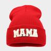 Autumn and winter fashion MAMA towel embroidered knitted hat women's solid color simple wool hat outdoor warm cover hat tide