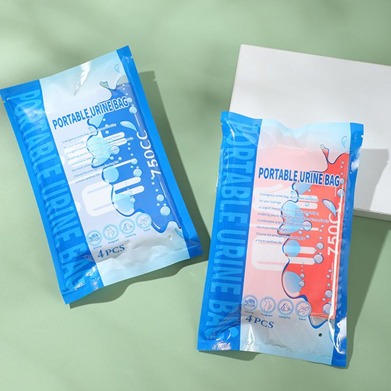 Дорожный мешок для мочи, герметичный мешок для мочи 750 мл, портативный туалет, 4 шт., мешок для мочи для кемпинга, мешки для рвоты для дорожных поездок, пробок, кемпинга
