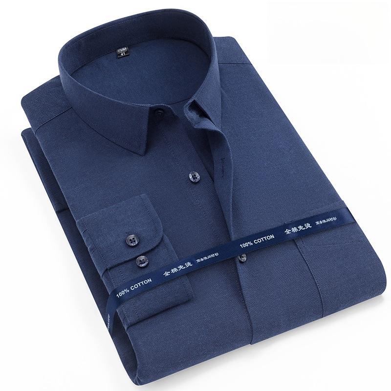Новые рубашки из 100% чистого хлопка Оксфорд Мужская однотонная рубашка с длинным рукавом Стандартный крой Мужская с карманом Повседневная Осенняя Мужская рубашка 7XL 8XL