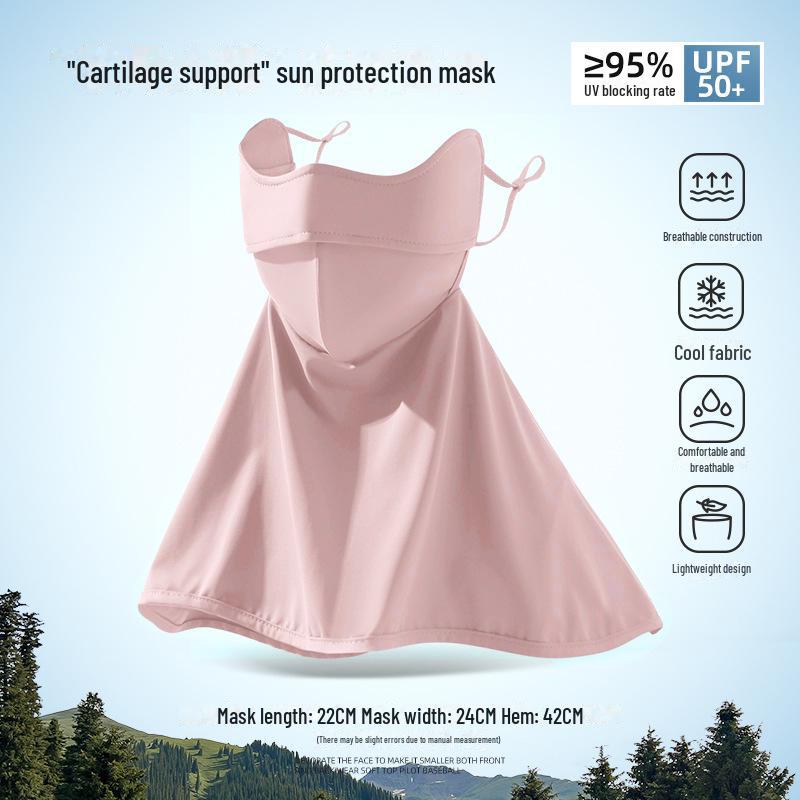 Солнцезащитная маска Ice Silk для лица и шеи с защитой от ультрафиолета для женщин — дышащая, тонкая, антипригарная, UPF 50+