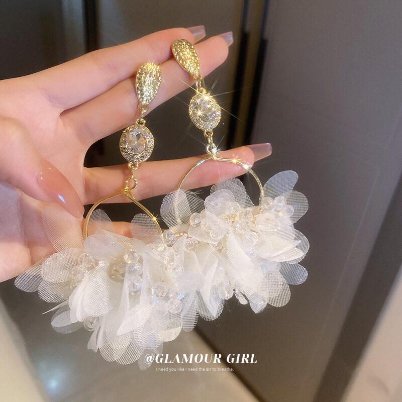 Большие тканевые серьги с цветком, модные простые креативные женские изысканные винтажные круглые богемные темпераментные серьги ручной работы, ювелирные изделия, подарки