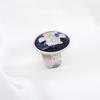 Gothic Vampire Diaries Ring Sapphire Blue Engraving Pattern Punk European and American Vintage Alloy Rings Men and Women