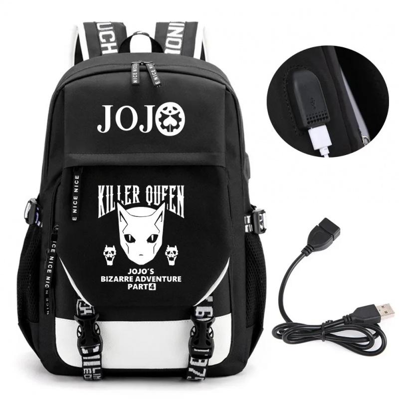 Аниме JOJO Джонатан Джостар Золотой Опыт Рюкзак Школьный с USB-портом Отделением для ноутбука для Мальчиков Девочек Дорожная сумка