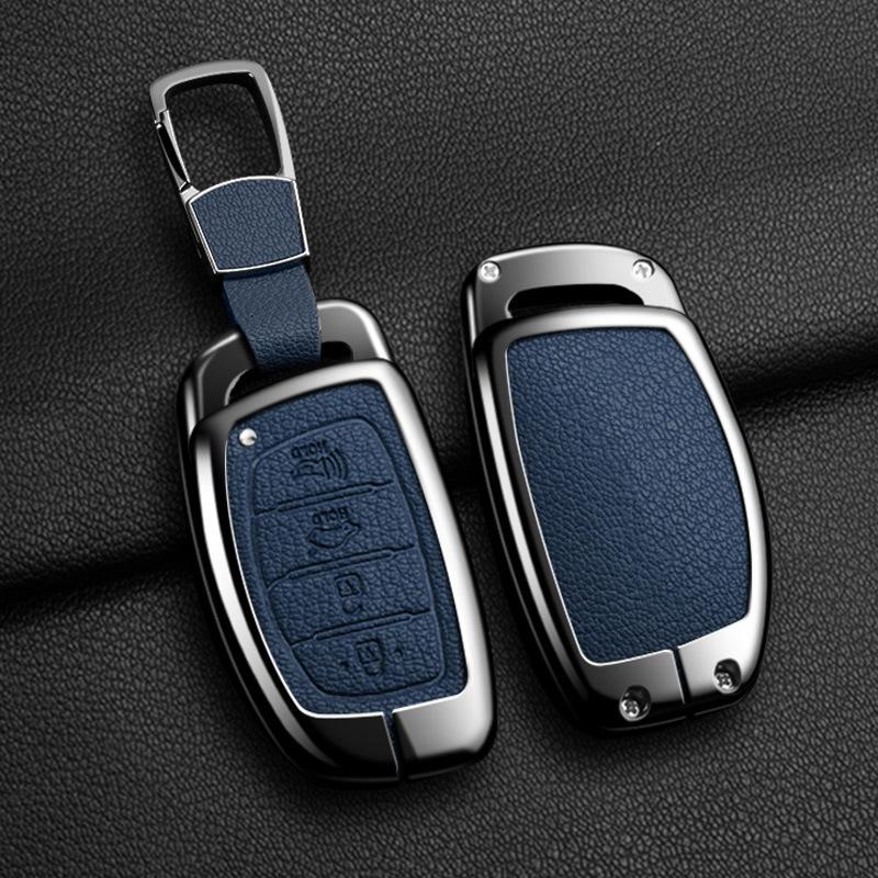 Кожаный держатель для автомобильного ключа из цинкового сплава для Hyundai Tucson Elantra Creta Sonata Ix35 Ix45 I40 I30 I20 I10 Ioniq Accent Creata Брелок