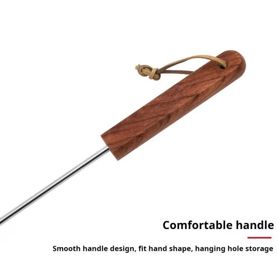 Крючок для гриля для стейков и барбекю, лопатка для мяса с деревянной ручкой, нержавеющая сталь, для гриля овощей, портативный кухонный инструмент