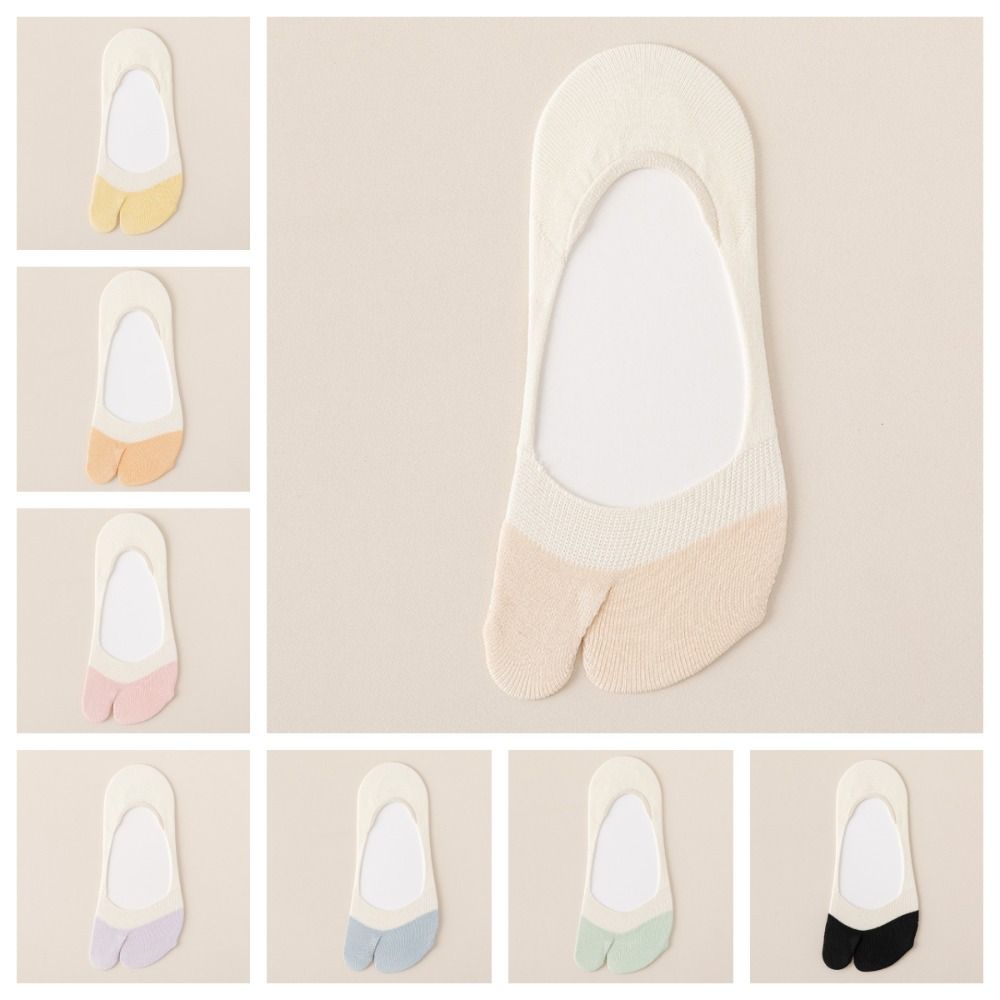 Soft Flip Flops Socks Elastic Finger Hosiery Fashion Split Toe Boat Socks  Student