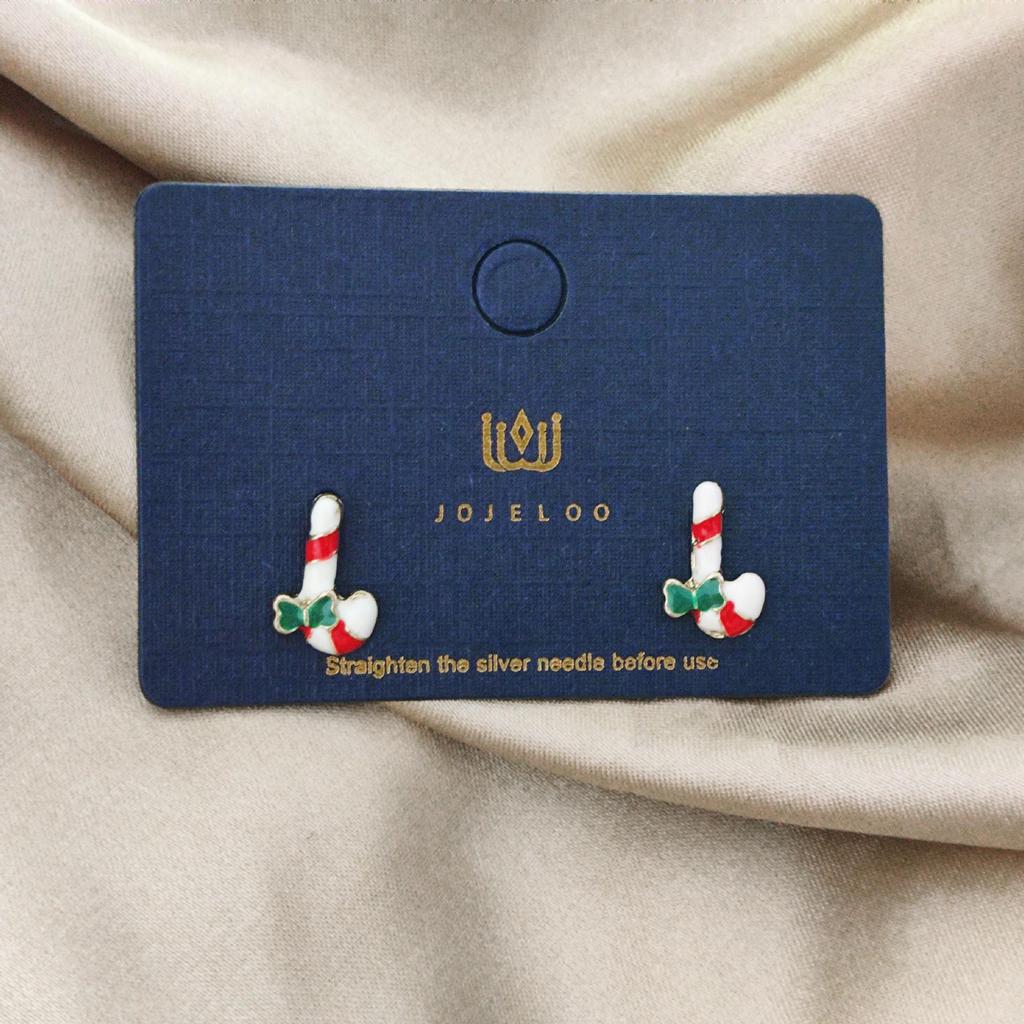 Gold-Plated Copper Christmas Stud Earrings: Snowman, Socks, and Reindeer Design