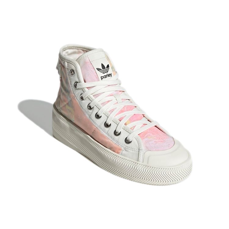 adidas Parley X Originals Nizza High Canvas Прочные Нескользящие Легкие Высокие Кеды для Скейтбординга Унисекс Розовый Оранжевый GY3176