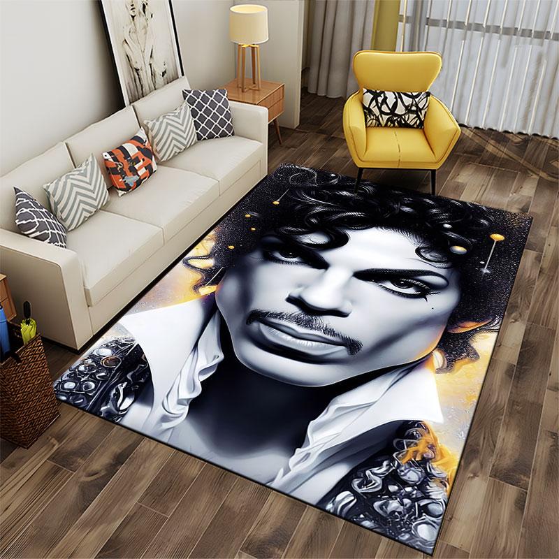 Monochrome Portrait Art Rug suitable as a non-slip mat for the living room or bedroom sofa