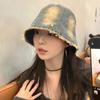 Ins Vintage Rough Edge Washed Denim Bucket Hats Women 2024 Лето и Осень Новая Повседневная Универсальная Милая Короткая Кепка-Басин