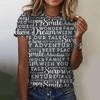 Summer Retro Letter 3D Printed T-shirt Women's Short Sleeved Casual Round Neck T-shirt Top Harajuku Street T-shirt Women's Clothing