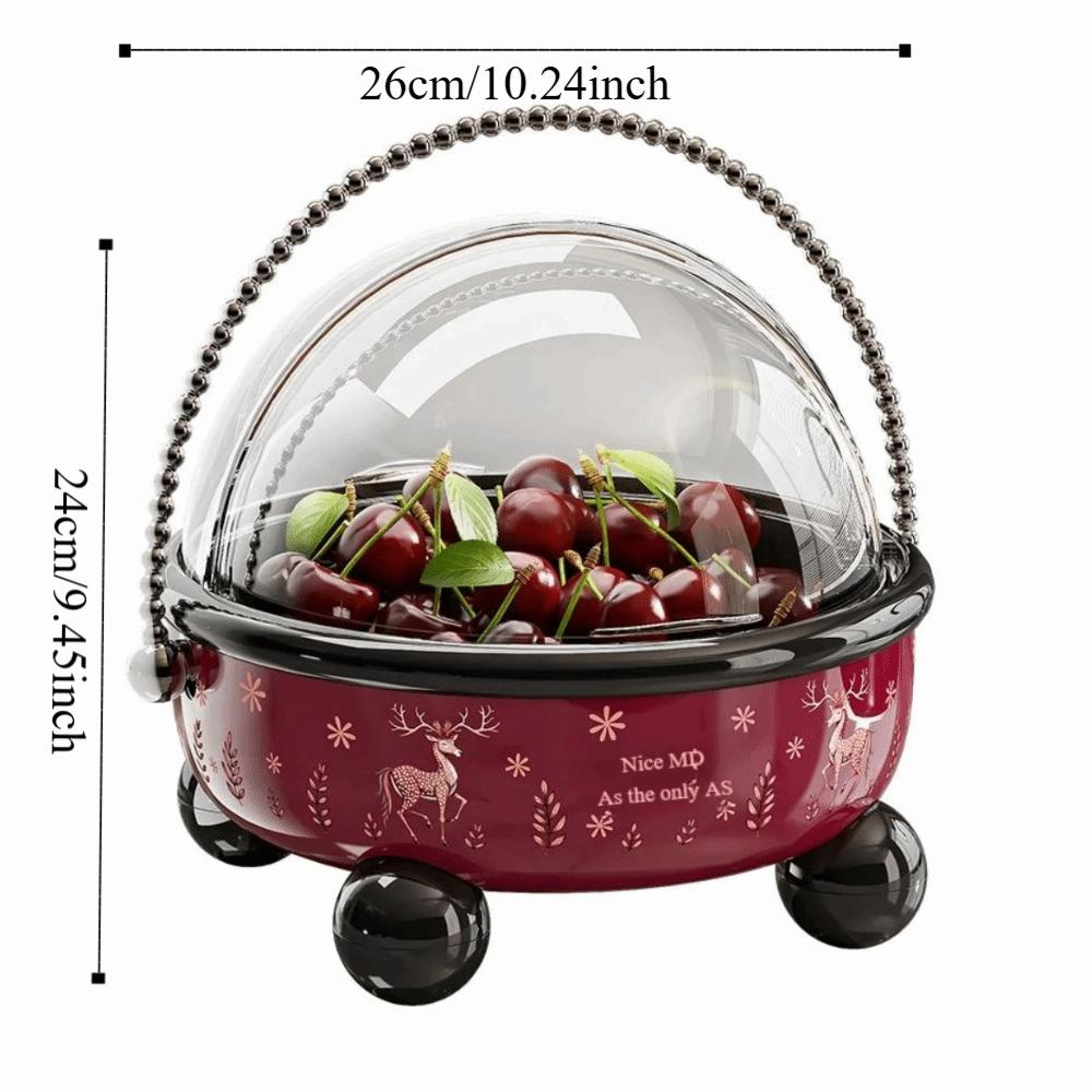 Large Capacity Drain Fruit Serving Plate High Feet Flip Cover Table Fruit Tray Plastic with Handle Snack Tray Candy