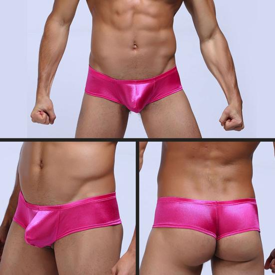 Men Solid Color Low Rise Sexy U Convex Bulge Pouch T-Back Thong Briefs