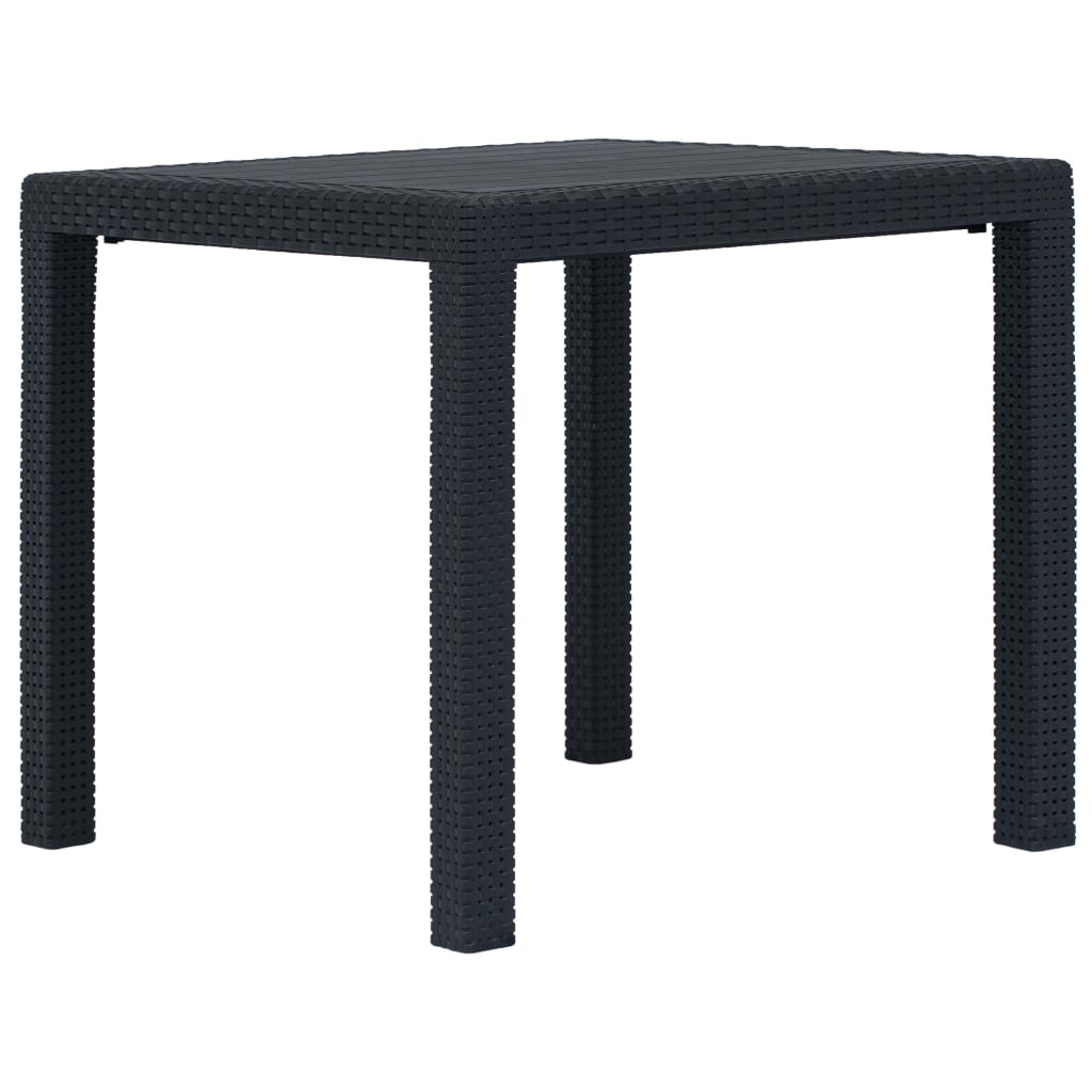 3 Piece Bistro Set Grey Plastic Wicker Style