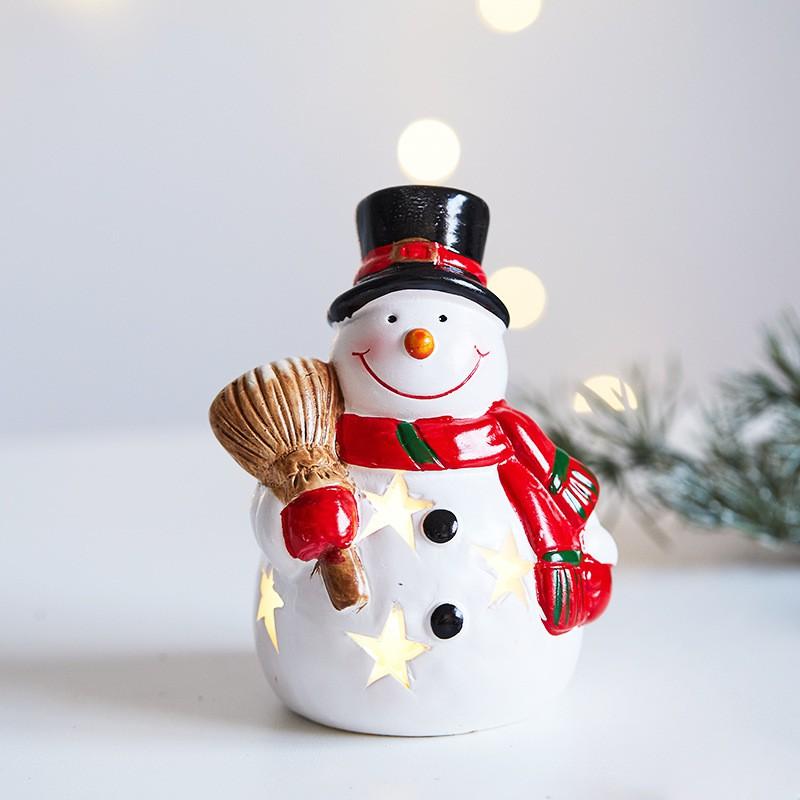 Ceramic Christmas Figurine Decor - Snowman Elderly Man Ornament Tree Shelf Home Holiday Display