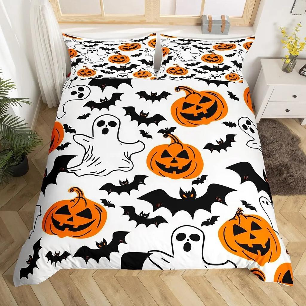 Комплект постельного белья с изображением сахарного черепа, пододеяльник со скелетом для мальчиков и девочек, розовый бант, покрывало для одеяла на тему Хэллоуина