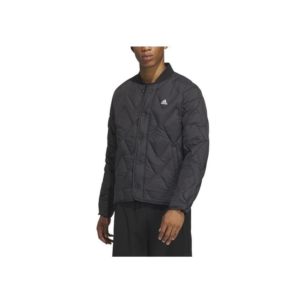 Adidas Сплошной цвет с логотипом, теплая спортивная тренировочная повседневная куртка-пуховик, мужская верхняя одежда, черный IW0775
