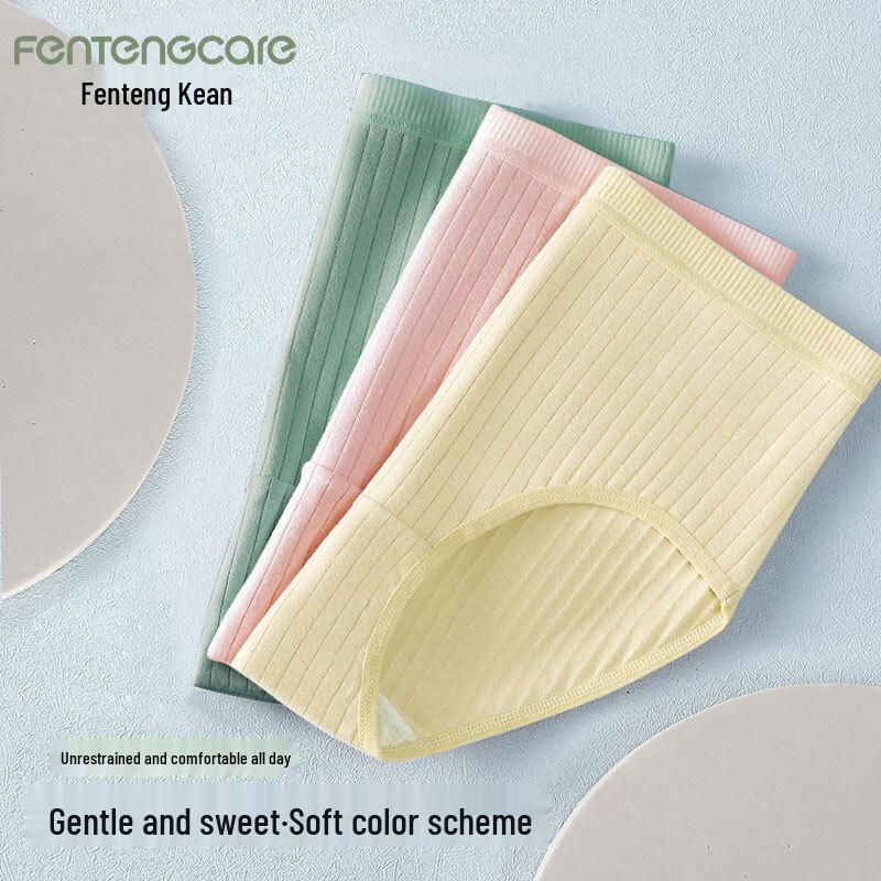 FENTENGCARE Women's Mid-Waist Seamless Antibacterial Cotton Panties