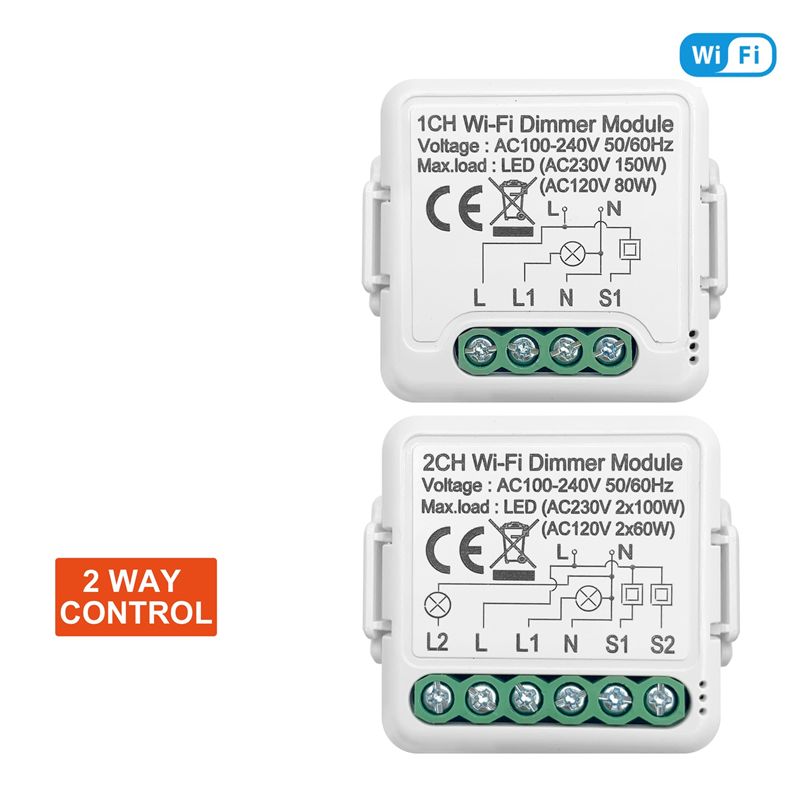 2025 Trend Tuya Wifi Smart Dimmer Switch Module 10A Support 2 Way Control 1 Gang Compatible For Google Home Alexa Smart Life App