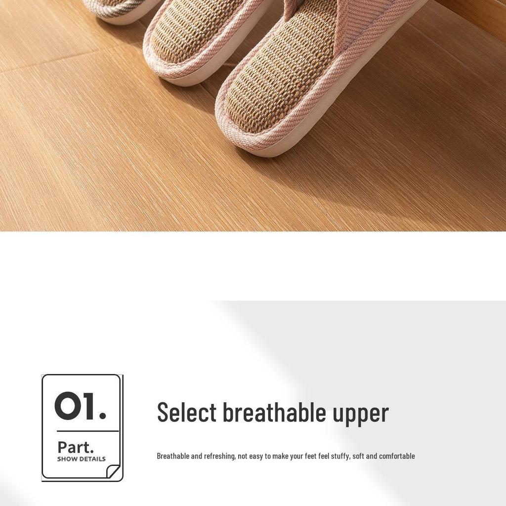 Унисекс Хлопково-льняные Нескользящие Домашние Тапочки - Бесшумные, Впитывающие Пот для Всех Сезонов