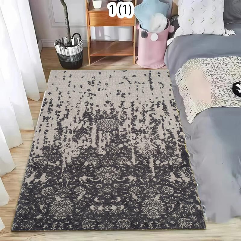 BOHO Blue Vintage Rug Soft Non-Slip Washable Area Carpet Minimalist Vintage Floral Floor Mat for Living Room Bedroom and Office