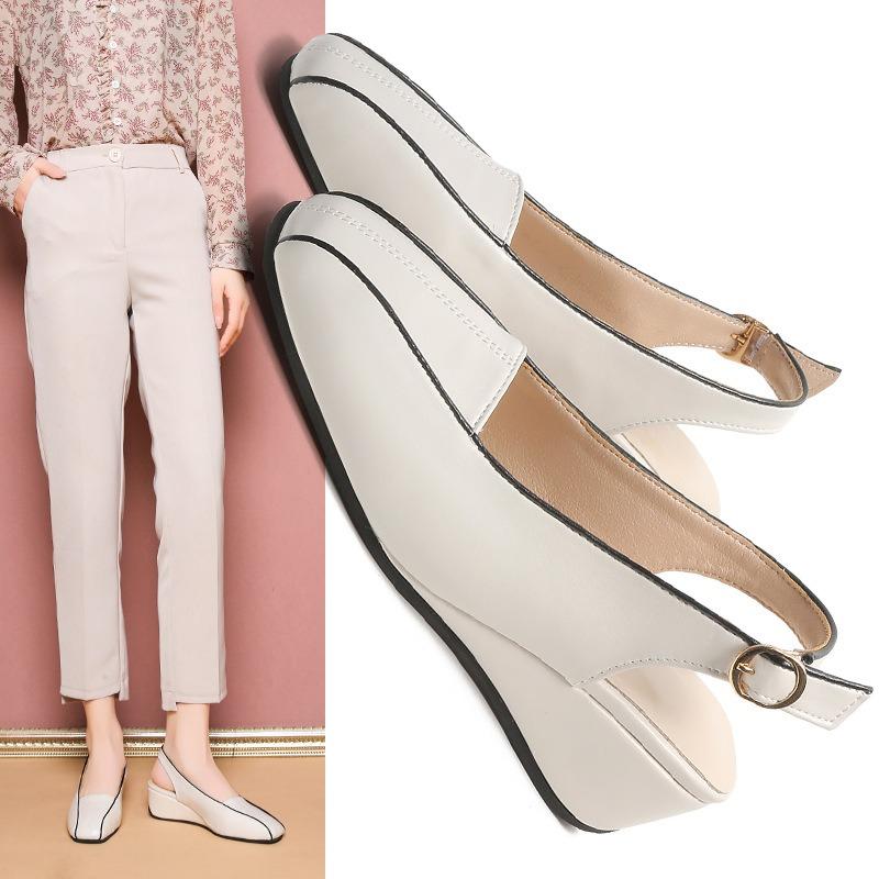 Новые однотонные босоножки на танкетке с мягкой подошвой и мягким верхом для женщин