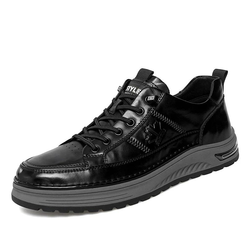 Брендовые мужские повседневные кожаные кроссовки для походов на открытом воздухе со шнуровкой, удобные кроссовки на нескользящей платформе, классические кроссовки для тренировок и прогулок