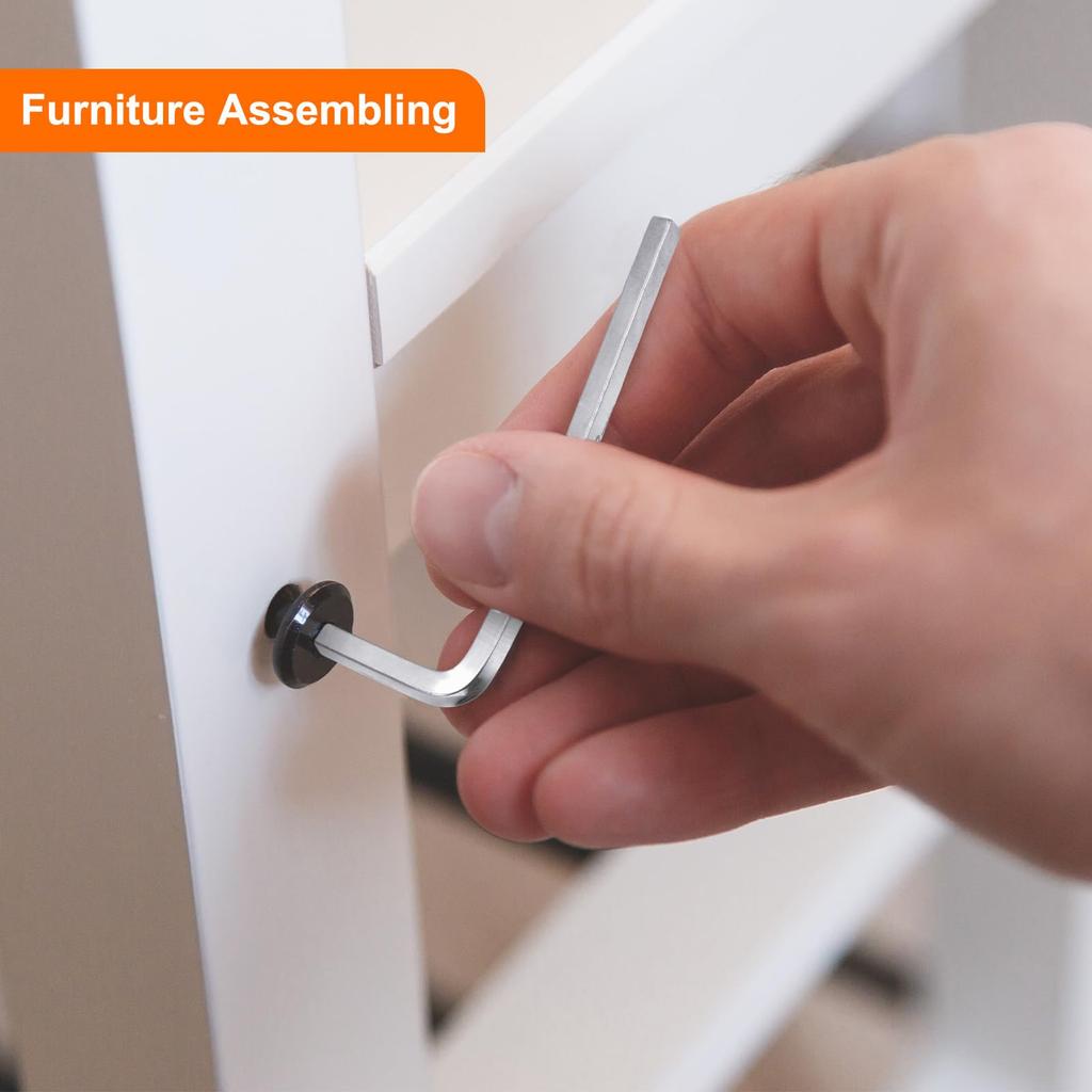 uxcell 10mm Hex Key S2 Repair Tool for Screw Furniture Bicycle Silver 2-Pack Wrench, Ball-Type, Steel, L-Shaped, Short, Removal, Tightening, Assembly,